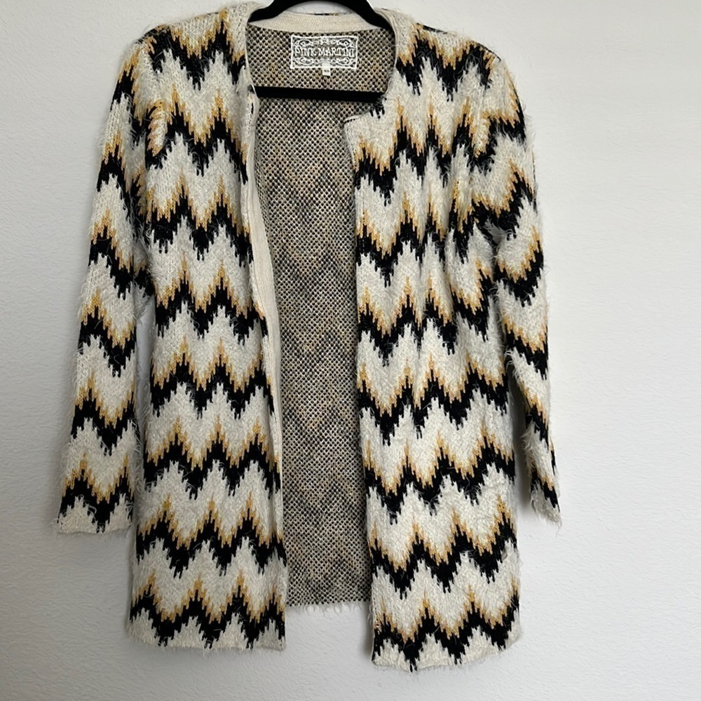 PINK Martini Open Front Viscose Wool ZigZag Duster